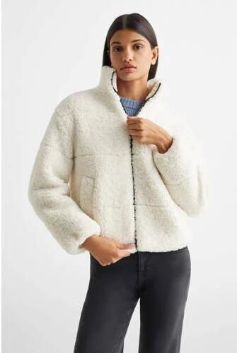Mango Kids teddy tussenjas offwhite Wit Effen 152(XXS) - Foto 3