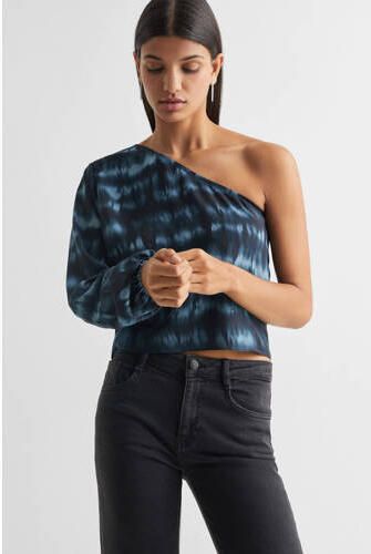Mango Kids tie-dye top donkerblauw blauw Meisjes Viscose Strapless Tie-dye 152(XXS)