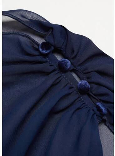 Mango Kids top donkerblauw Meisjes Polyester Opstaande kraag Effen 168(M)