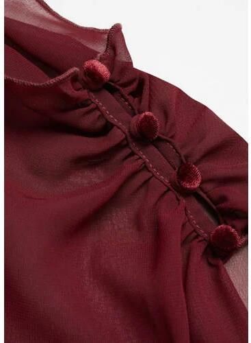 Mango Kids top donkerrood Meisjes Polyester Opstaande kraag Effen 168(M)