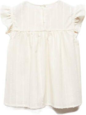 Mango Kids top ecru Meisjes Katoen Ronde hals Effen 128