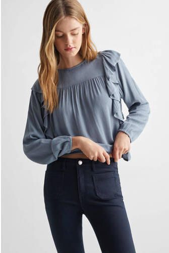 Mango Kids top grijsblauw Zwart Meisjes Viscose Ronde hals Effen 152(XXS)