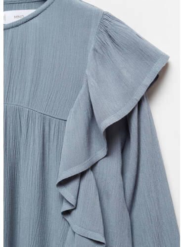 Mango Kids top grijsblauw Zwart Meisjes Viscose Ronde hals Effen 152(XXS) - Foto 2