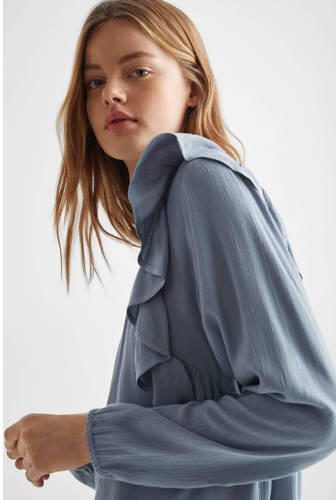 Mango Kids top grijsblauw Zwart Meisjes Viscose Ronde hals Effen 152(XXS) - Foto 3