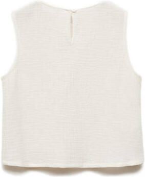 Mango Kids top lichtbeige Meisjes Katoen Ronde hals Effen 122