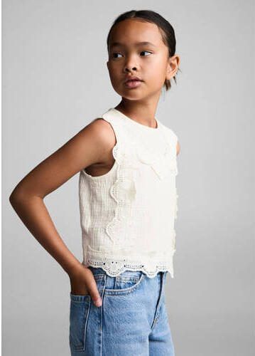 Mango Kids top lichtbeige Meisjes Katoen Ronde hals Effen 164 - Foto 3