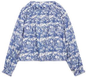 Mango Kids top met all over print blauw Meisjes Katoen Ronde hals All over print 128