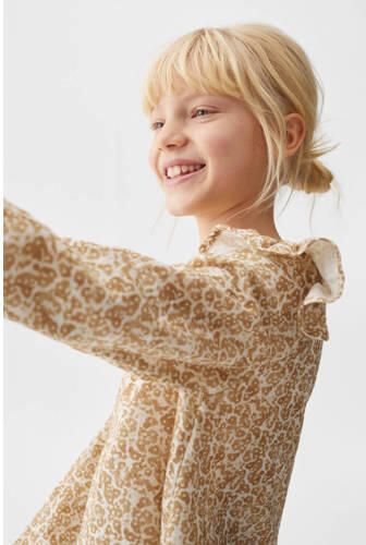 Mango Kids top met all over print donkergeel Meisjes Katoen Ronde hals 116 - Foto 2