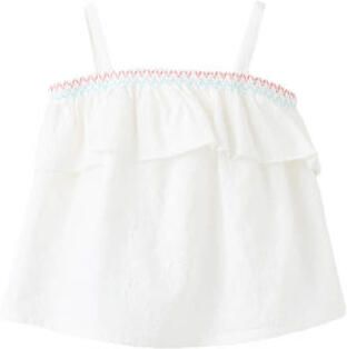 Mango Kids top met borduursels en ruches wit Meisjes Katoen Vierkante hals - Foto 3