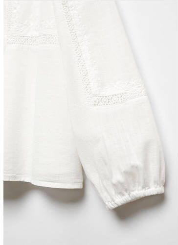 Mango Kids top naturel wit Meisjes Katoen Ronde hals Effen 122 - Foto 3