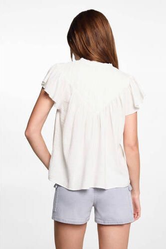 Mango Kids top naturel wit Meisjes Katoen V-hals Effen 152(XXS)