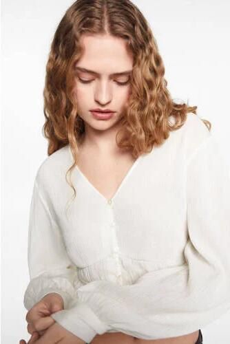 Mango Kids top wit Meisjes Katoen V-hals Effen 152(XXS) - Foto 3