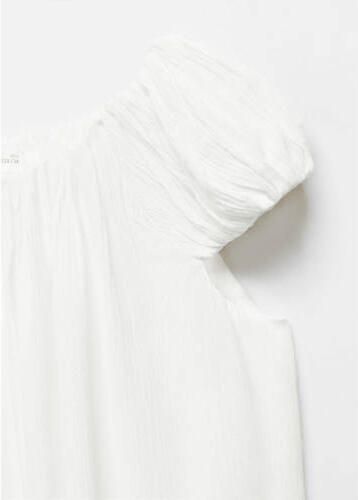 Mango Kids top wit Meisjes Viscose Boothals Effen 134