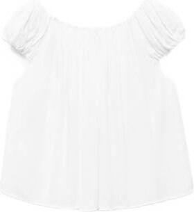 Mango Kids top wit Meisjes Viscose Boothals Effen 134 - Foto 2