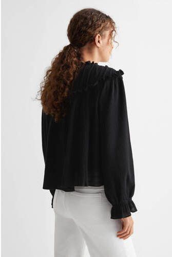 Mango Kids top zwart Meisjes Katoen V-hals Effen 158(XS) - Foto 3