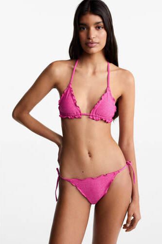 Mango Kids triangel bikini met ruches en lurex roze Meisjes Polyamide Effen 152(XXS) - Foto 2