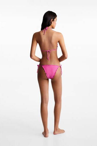 Mango Kids triangel bikini met ruches en lurex roze Meisjes Polyamide Effen 152(XXS) - Foto 3