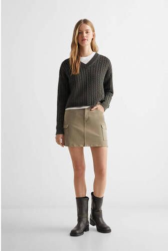 Mango Kids trui grijs Meisjes Katoen V-hals Effen 152(XXS)