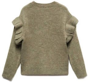 Mango Kids trui met tekst en borduursels mos groen Meisjes Acryl Ronde hals 128