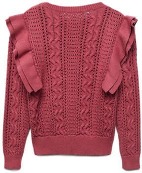 Mango Kids trui rood Meisjes Katoen Ronde hals Effen 116