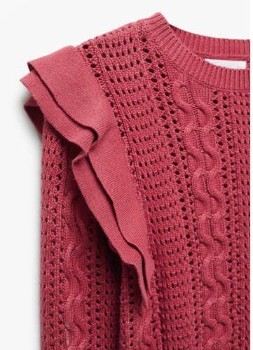 Mango Kids trui rood Meisjes Katoen Ronde hals Effen 116 - Foto 2