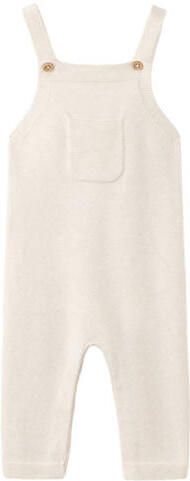 Mango Kids tuinbroek beige Jongens Katoen Vierkante hals Effen