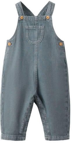 Mango Kids tuinbroek blauw Jongens Katoen Effen