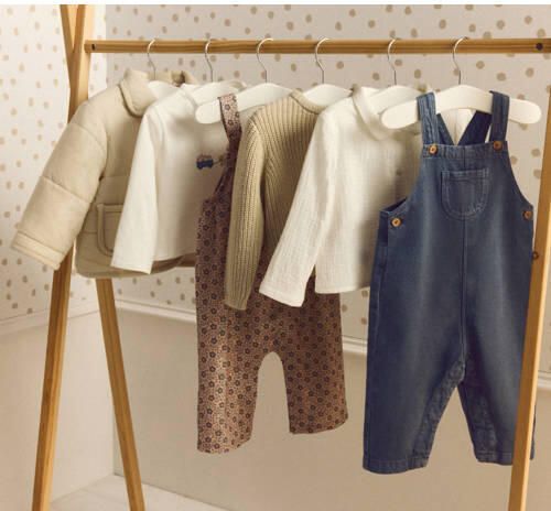 Mango Kids tuinbroek blauw Jongens Katoen Effen - Foto 2