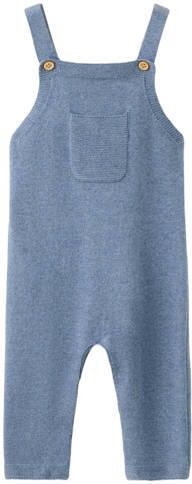 Mango Kids tuinbroek blauw Jongens Katoen Vierkante hals Effen