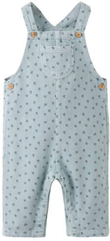 Mango Kids tuinbroek met print lichtblauw Jongens Katoen Vierkante hals