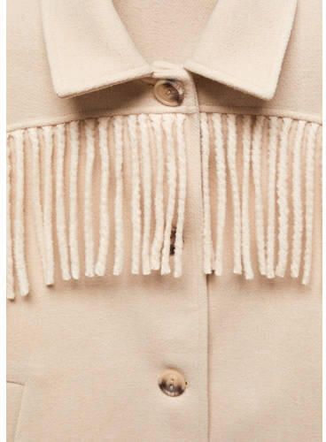 Mango Kids tussenjas met franjes lichtbeige Meisjes Polyester Klassieke kraag 158(XS) - Foto 2