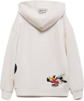 Mango Kids Tweety; Looney Tunes hoodie met printopdruk offwhite Sweater Wit 128