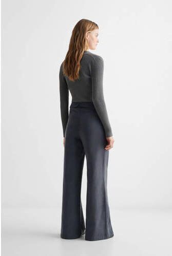 Mango Kids wide leg broek antraciet Grijs Meisjes Katoen Effen 152(XXS) - Foto 3