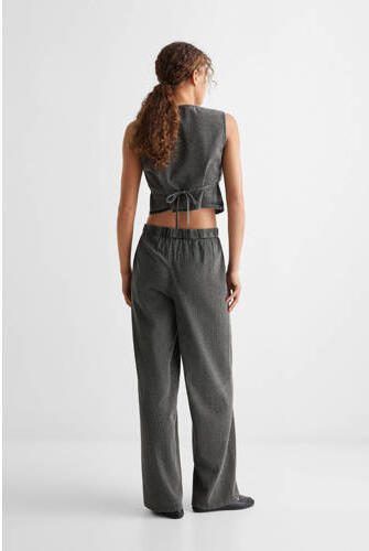Mango Kids wide leg broek antraciet Grijs Meisjes Katoen Effen 152(XXS) - Foto 3