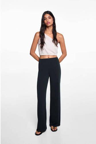 Mango Kids wide leg broek antraciet Grijs Meisjes Modal Effen 152(XXS)