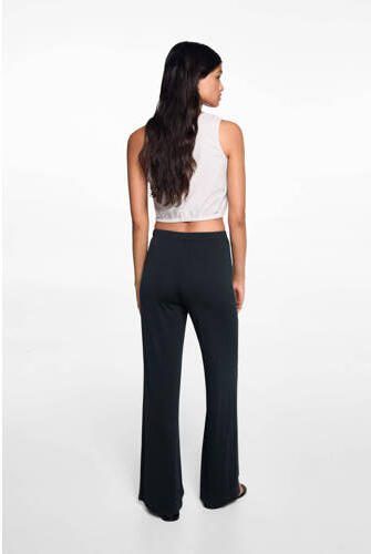 Mango Kids wide leg broek antraciet Grijs Meisjes Modal Effen 152(XXS) - Foto 3