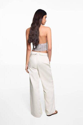 Mango Kids wide leg broek Beige Meisjes Katoen Effen 152(XXS)