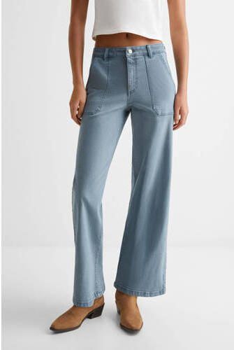 Mango Kids wide leg broek Blauw Meisjes Katoen Effen 152(XXS) - Foto 3