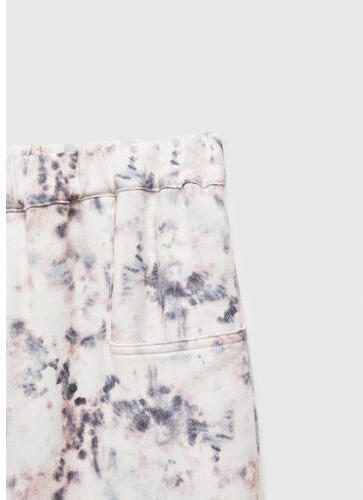 Mango Kids wide leg broek met all over print wit paars Multi Meisjes Katoen 116 - Foto 2
