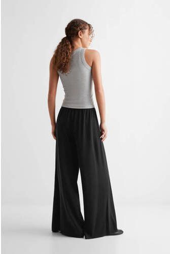 Mango Kids wide leg broek zwart Meisjes Lyocell Effen 152(XXS)