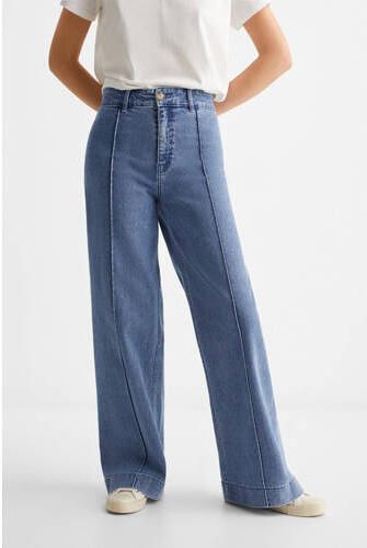 Mango Kids wide leg jeans light blue denim Blauw Effen 152(XXS)
