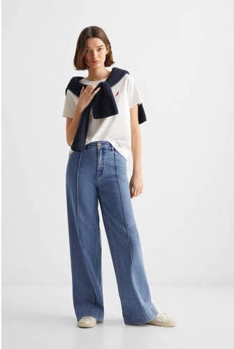 Mango Kids wide leg jeans light blue denim Blauw Effen 152(XXS) - Foto 3