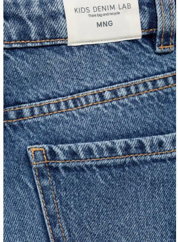 Mango Kids wide leg jeans medium blue denim Blauw Meisjes Katoen Effen 122