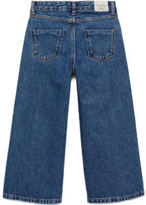 Mango Kids wide leg jeans middenblauw Meisjes Denim Effen 116 - Foto 3