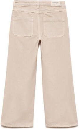 Mango Kids wide leg jeans pastelbruin Beige Meisjes Denim Effen 128