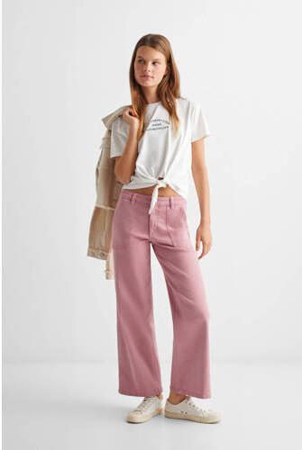 Mango Kids wide leg jeans roze Broek Meisjes Katoen Effen 152(XXS)