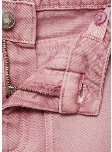 Mango Kids wide leg jeans roze Meisjes Denim Effen 122