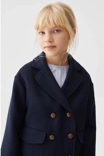 Mango Kids zomerjas donkerblauw Meisjes Polyester Klassieke kraag Effen 122 - Foto 2