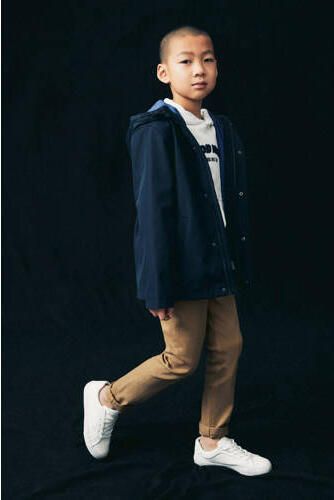 Mango Kids zomerjas marine Blauw Jongens Polyester Capuchon Effen 116