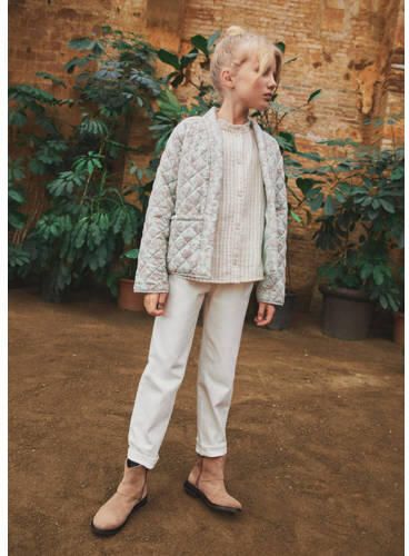 Mango Kids zomerjas met all over print mintgroen Meisjes Viscose V-hals 128 - Foto 3